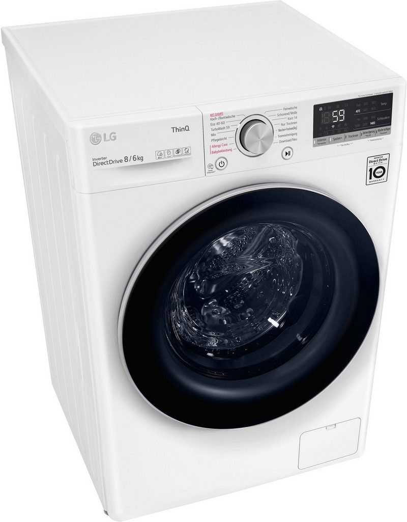 LG Waschtrockner V4WD86S1B 8 kg 6 kg 1400 U/min