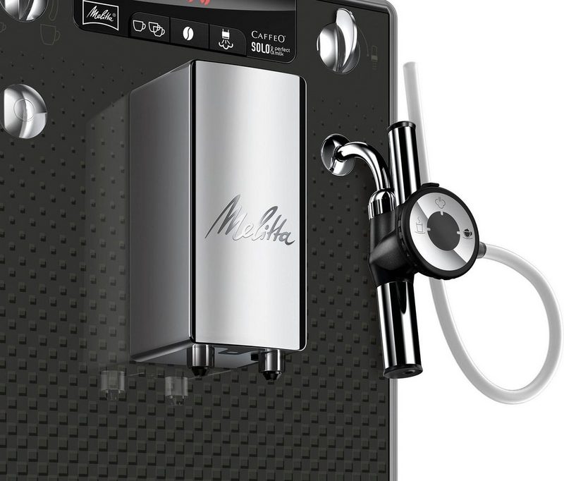 Melitta Kaffeevollautomat Solo® & Perfect Milk Deluxe E957-305 Inox Kompakt & schick mit Inox-Lackierung Milchschaum & heiße Milch per Drehregler