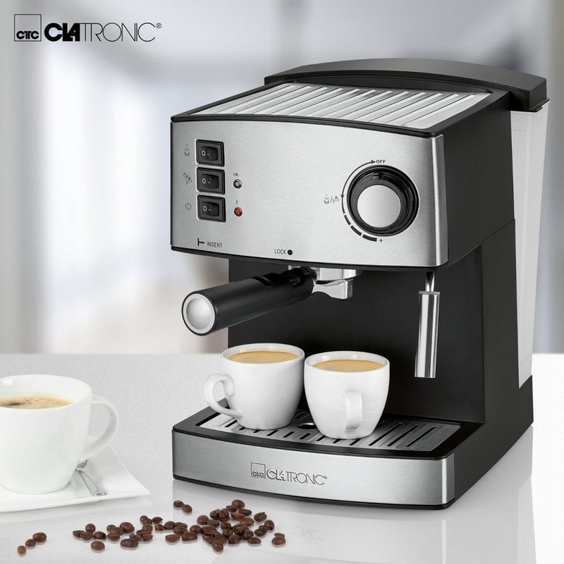 CLATRONIC Espressomaschine ES 3643 Edelstahlfront Tassenvorwärmfunktion 15 bar