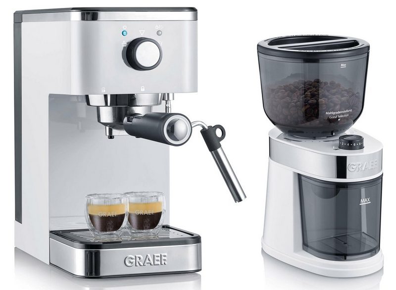 Graef Espressomaschine Salita Set inkl. Kaffeemühle CM 201 (ES401EUSET) weiß