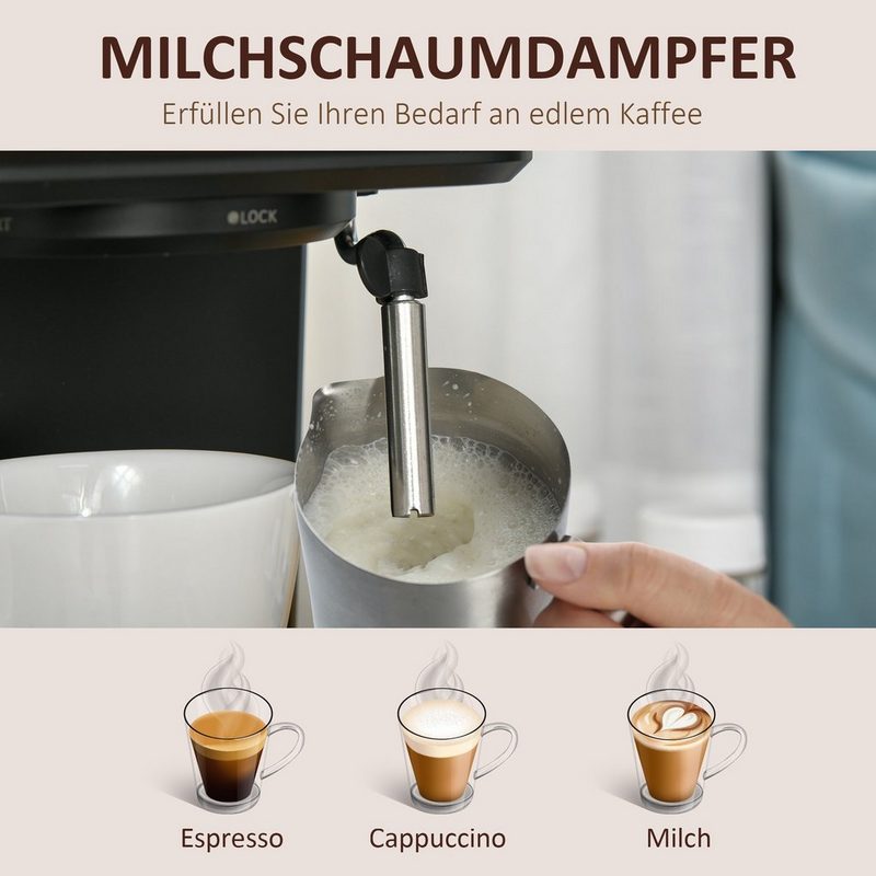 HOMCOM Espressomaschine Kaffeemaschine für 3 Kaffearten