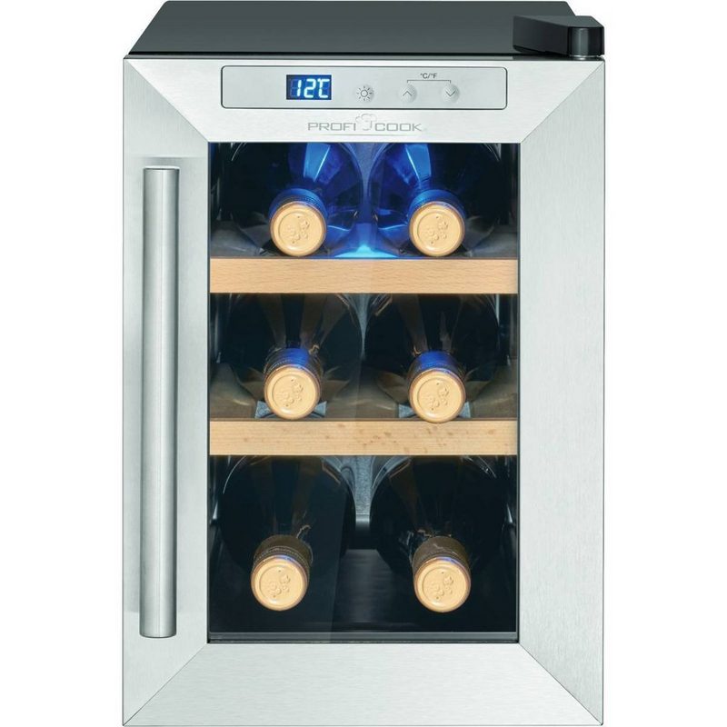 ProfiCook Getränkekühlschrank PC-WK 1231 39.5 cm hoch 24.6 cm breit für 6 Flaschen 8 à 075 Liter thermoelektrische Kühlung Drucktasten-Steuerung