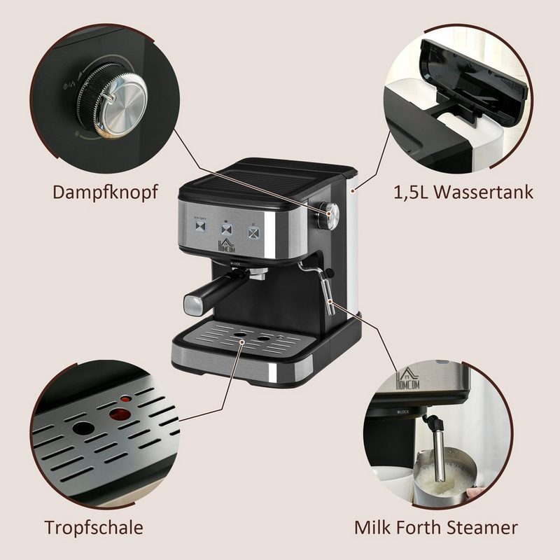 HOMCOM Espressomaschine Kaffeemaschine für 3 Kaffearten