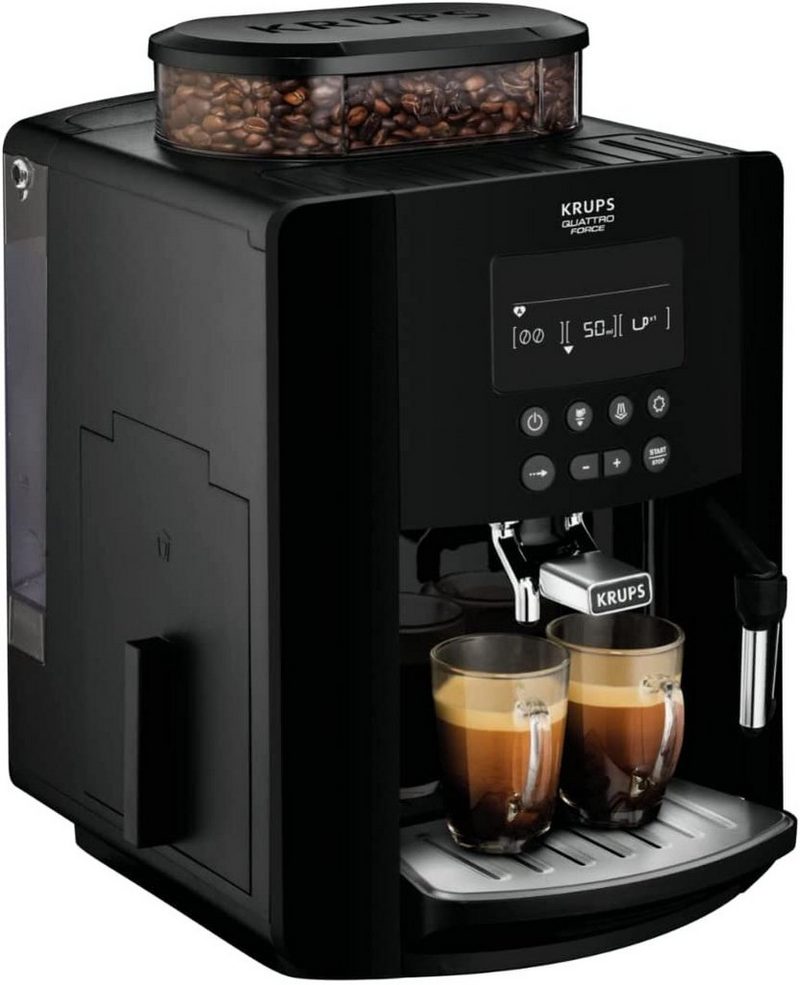 Krups Kaffeevollautomat Arabica + 2Kg Kaffeebohnen Best Crema ZES800 Direktwahltasten für Espresso und Kaffee großes Display 17L 2-Tassen-Funktion Milchaufschäumdüse 1450W 15 Bar EINFACHE BEDIENUNG 3 Temperatur + 3 Mahlgrad Einstellungen