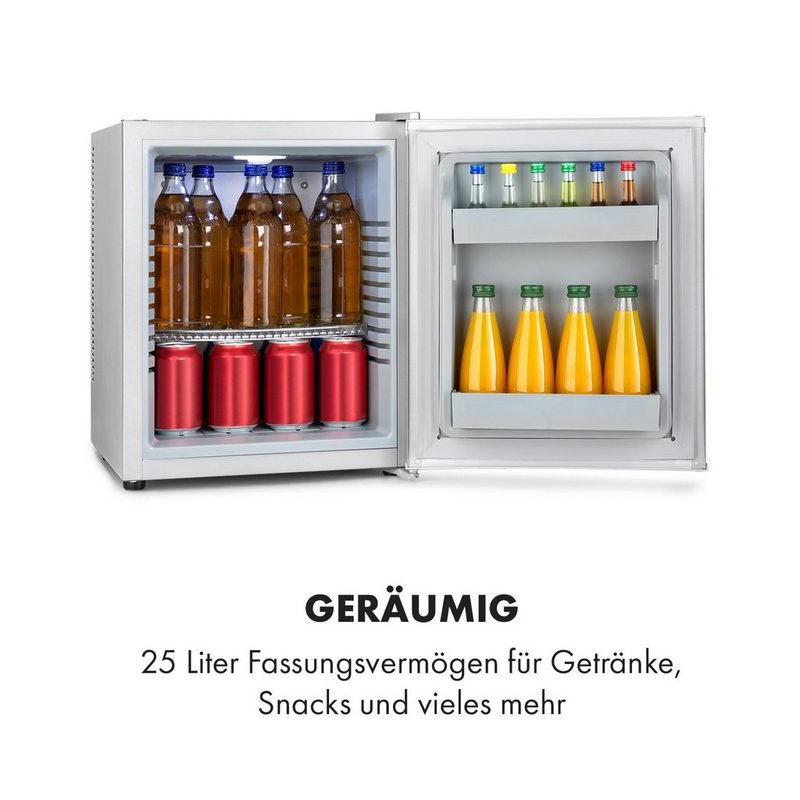 Klarstein Table Top Kühlschrank Happy Hour Minibar 5-15°C EEK G 25dB LED-Licht 10035242A 47 cm hoch 38 cm breit Hausbar Minikühlschrank ohne Gefrierfach Getränkekühlschrank klein Flaschenkühlschrank Kühlschrank Mini Bierkühlschrank Minibar Getränke