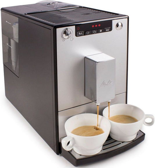 Melitta Kaffeevollautomat Solo® E950-103 silber/schwarz Perfekt für Café crème & Espresso nur 20cm breit