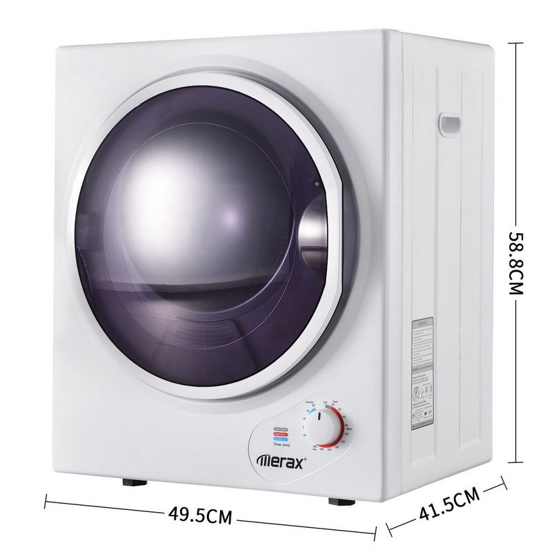 Merax Ablufttrockner Sol VII mini-Wäschetrockner 25 kg PTC-Heizelement Wärmewahl bis 65 °C Frontlader freistehend/hängend Doppelte Filterung Timer 20 bis 200 Minuten