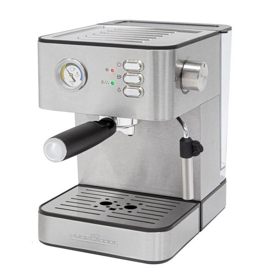 ProfiCook Espressomaschine PC-ES 1209 Profi-Espressopumpe Hochwertiger Alu-Druckguss-Siebträger Edelstahlgehäuse 2 Kontrollleuchten 18 Liter transparenter Wassertank