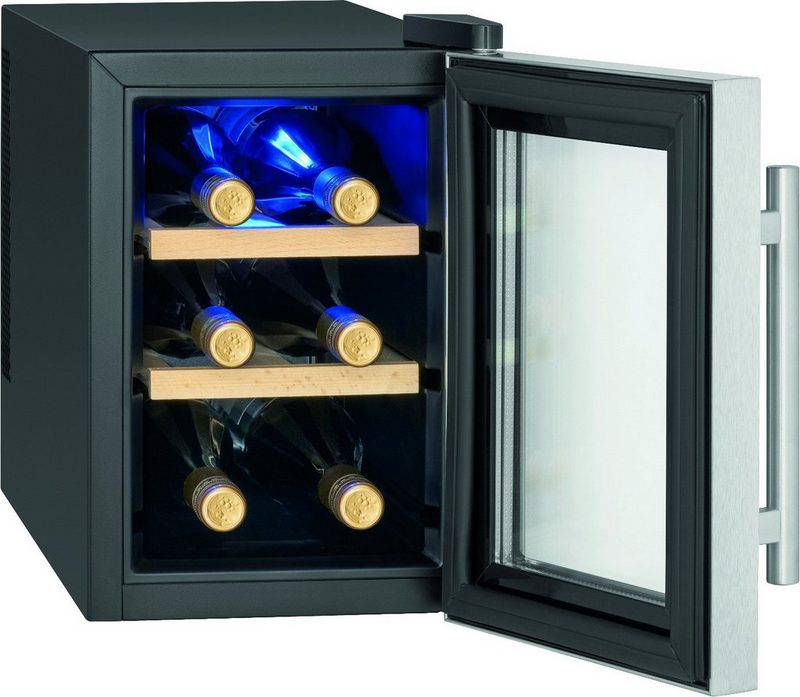 ProfiCook Getränkekühlschrank PC-WK 1231 39.5 cm hoch 24.6 cm breit für 6 Flaschen 8 à 075 Liter thermoelektrische Kühlung Drucktasten-Steuerung