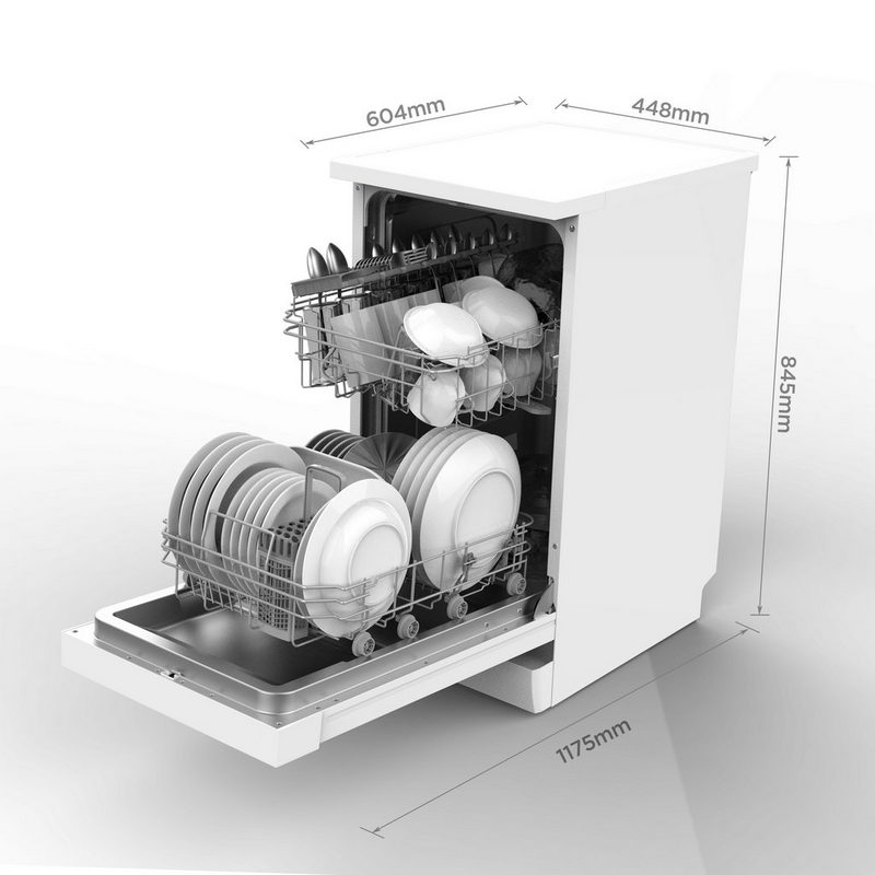 Midea Standgeschirrspüler SF 3.45NW Pro 9 l 9 Maßgedecke 47 db 5 Programme 92 kWh/100 Zyklen Weiß