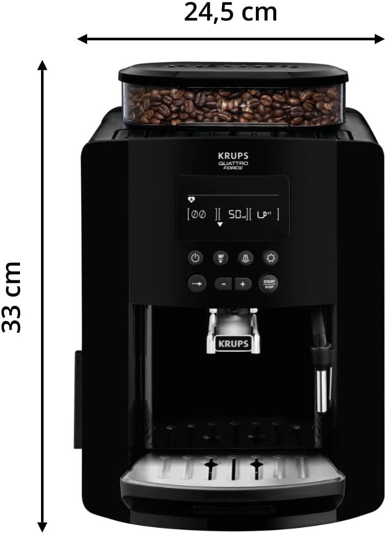 Krups Kaffeevollautomat Arabica + 2Kg Kaffeebohnen Best Crema ZES800 Direktwahltasten für Espresso und Kaffee großes Display 17L 2-Tassen-Funktion Milchaufschäumdüse 1450W 15 Bar EINFACHE BEDIENUNG 3 Temperatur + 3 Mahlgrad Einstellungen